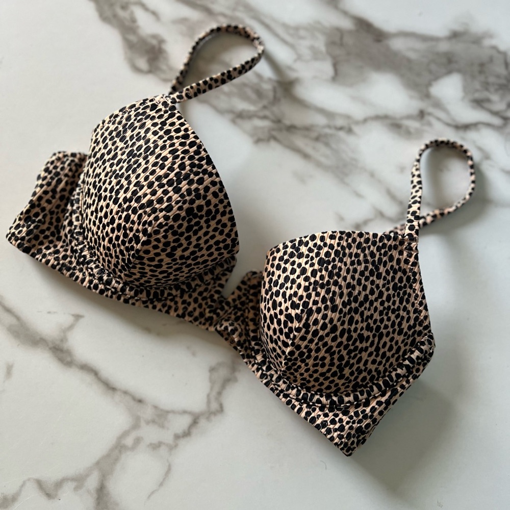 NWOT Women’s‎ Shade and Shore Leopard Print light lift underwire bikini top 34B